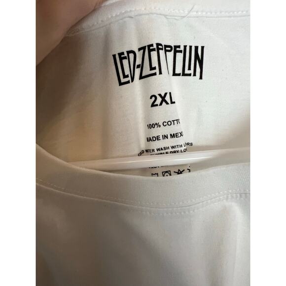 NEW Led Zepplin Zoso Logo Band Letters White T Shirt Men's 2XL Concert Graphic - Picture 3 of 5
